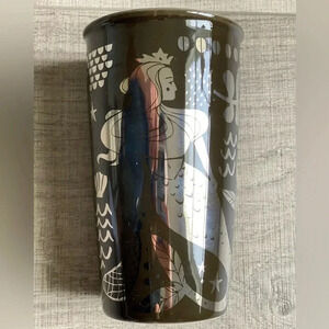 Starbucks Siren Mermaid Brown Gold Ceramic Tumbler Travel Mug Cup W Cover 2017